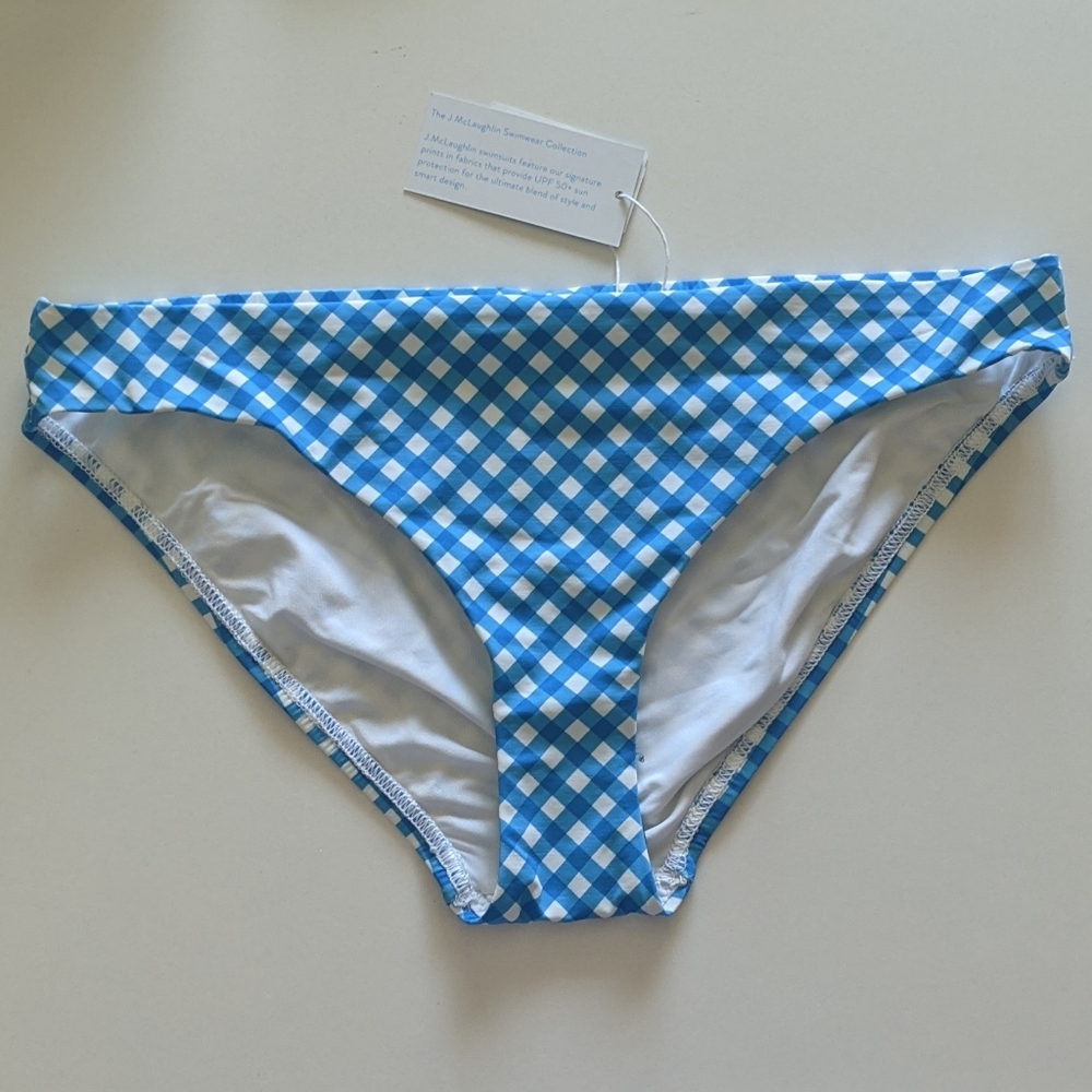 {J. McLaughlin} Brand New Bias Gingham Bikini Bottoms